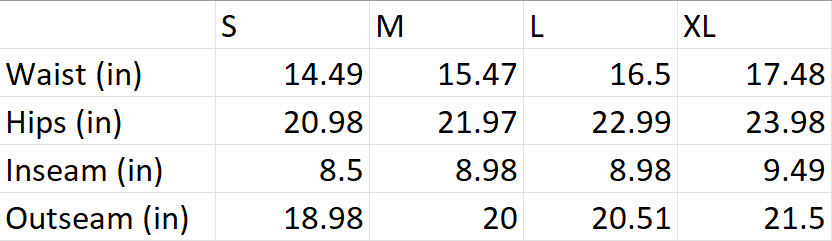 sizing guide